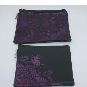BeautyFix Chic Purple Floral Cosmetic Bags Set Of 2
